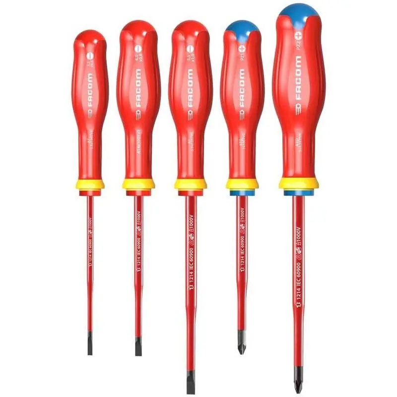 Oferta limitowana ATD.J5TVEPB - Zestaw 5 wkrętaków izolowanych PROTWIST® TVE do śrub z rowkiem i Pozidriv, 3,5 - 5,5 mm i PZ1 - PZ2