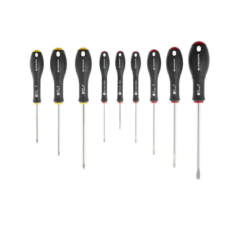 BTPJ9PB - Zestaw 9 wkrętaków Ergotwist® do śrub z rowkiem i do śrub Phillips®, 2,5 - 8 mm, PH0 - PH2 Nie przegap